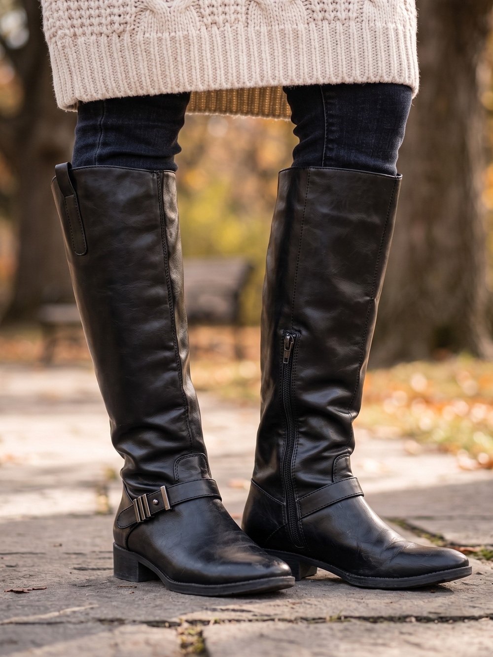 Sam & Libby Black Tall Riding Boots Knee High Equestrian Dark Academia Moto